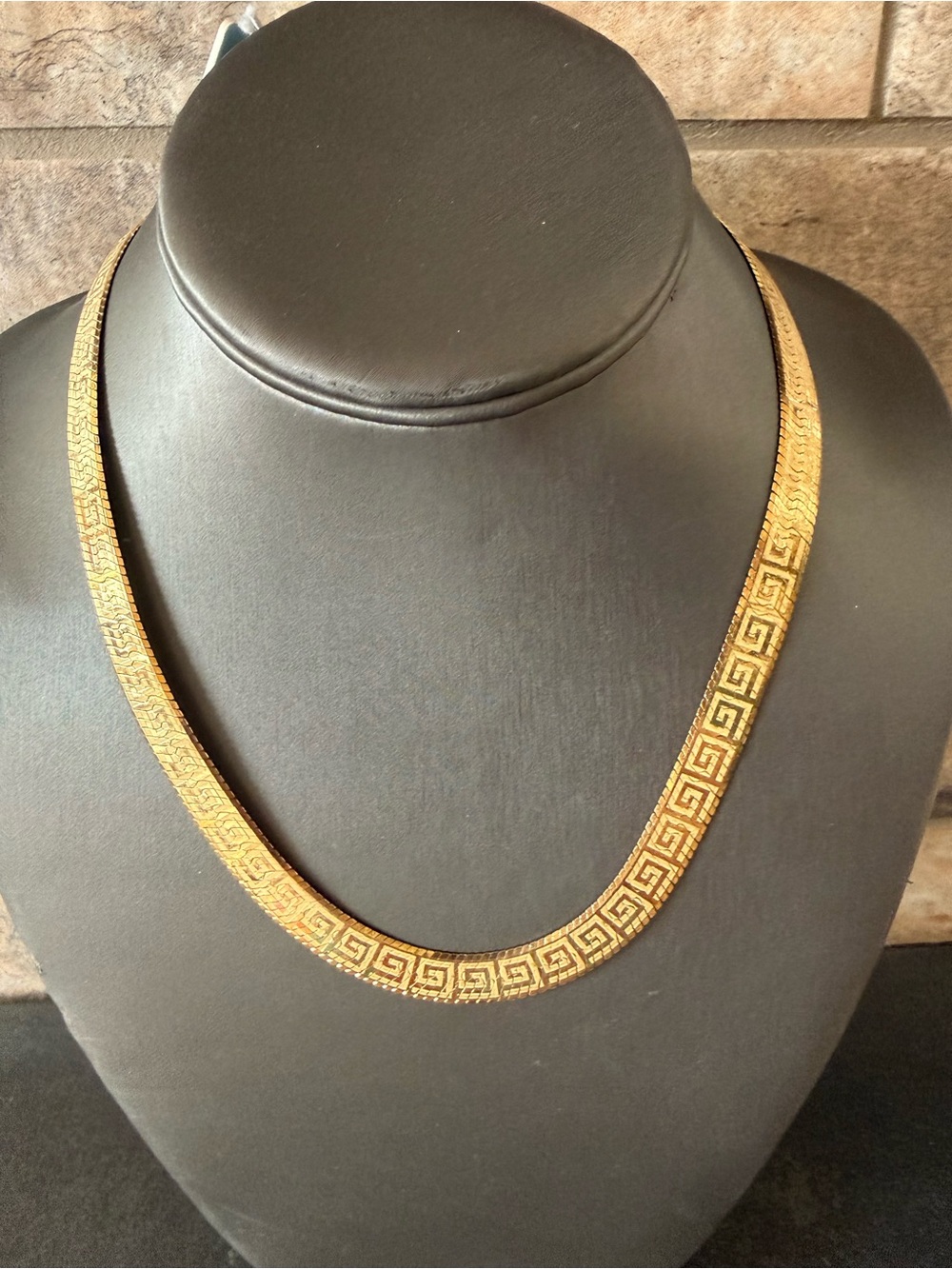 Mia Fiore Gold over Sterling Greek Key Flat Herringbone Necklace